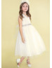 Tulle Flower Girl Dress With Beaded Sash